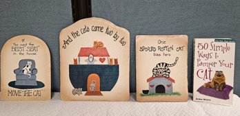 Lot 5-297 Three Cat Signs, One Book (TIR)