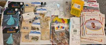Lot 5-387 Craft Lot Brass Wings, Eyes, Bobbins, Singer Needles, Tassels (White Shelf 2)