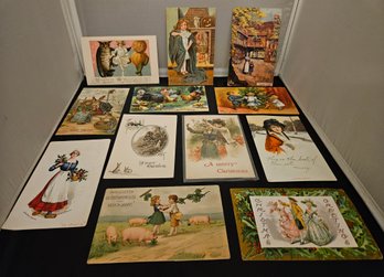 Lot 6-12 Antique Postcards 1905, 06, 09, 10, 14, 15, 28 (Top 2-drawer)