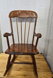 Lot 6-28 Child's Wood Rocker Nice Design USA (Teal)