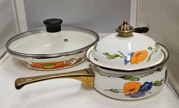 Lot 6-81 Enamel Skillet And Enamel Pot Non-matching (TIR-2)