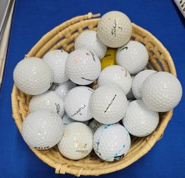 Lot 6-102 Three Dozen Golf Balls In Light Color Weave Basket (TIR-2)