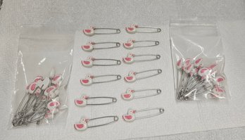Lot 6-125 Three Dozen Pink Duck Diaper Pins (Top 2-drawer)