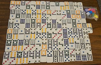 Lot 6-131 Nice Set Dominoes In Silver Case With Handle (White Shelf)