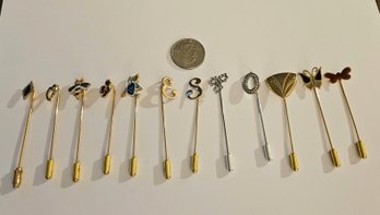Lot 6-164 One Dozen Stick Pins With ES  (Top Lateral)
