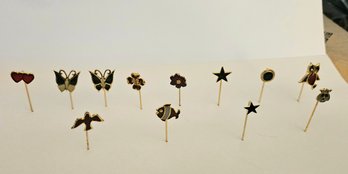 Lot 6-167 Mixed Lot Stick Pins Includes 2 Butterflies (Lateral Top)