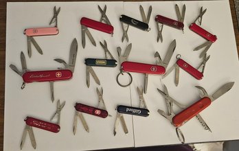 Lot 6-179 13 Swiss Army Pocket Knives (top 2-drawer)