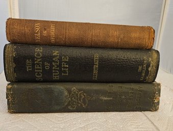 Lot 6-207 Antique  Books. Etiquett (1896) Know Thyself, (1920) Infidelity (1841) (White Shelf)