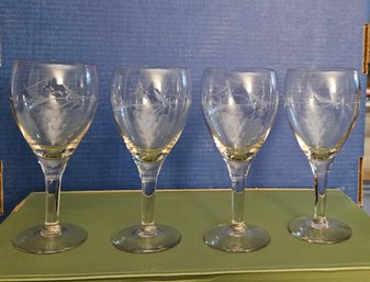 Lot 6-249 Four Wine Glasses With Grape Design  (IR)