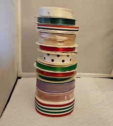 Lot 6-253 Ribbon Polka Dots, Green & Red Stripes Etc.  (top Lateral)