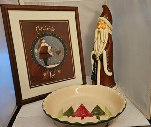 Lot 6-260 Santa Picture, Pie Plate, Santa Figurine (top MIcrofiche Cab)