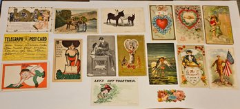 Lot KN 10-1 Antique Postcards Valentine, Patriotic, Etc. (top 2-D)