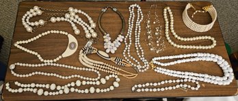 Lot 9-44 Dozen Faux Pearl, White Necklace Lot (Bottom 2-Drawer)