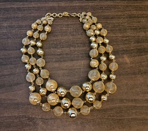 Lot 9-116 Three-strand Gold Tone Monet Necklace (Bottom 2-Drawer)