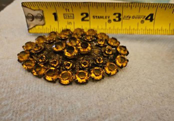 Lot 9-117 Vintage Oval Pin, Yellow Stones (Bottom 2-Drawer)