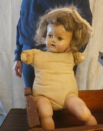 Lot 172 Baby And Cradle For Restoration (Top Tan Cabinet)