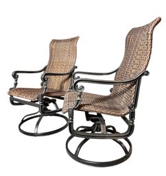 Frontgate Carlisle Woven Swivel Rocking Chairs, Pair