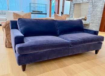 Rowe Blue Velvet Queen Sleeper Sofa - Needs Cleaning