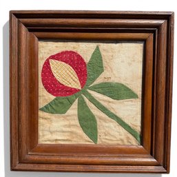 (19th C) FRAMED EXAMPLE Of A HAND-SEWN QUILT SQAURE