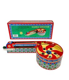 Vintage Style Tin Litho Marble Shooter Toy In Box