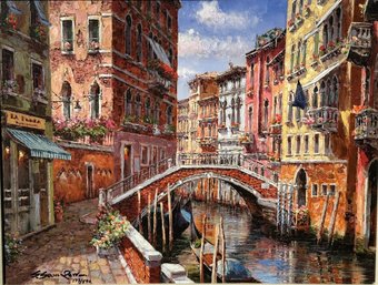 Sam Park, Springtime In Venice, Framed Glycee On Canvas