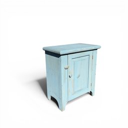 COUNTRY (20th C) PINE PANELED CABINET In ROBIN'S EGG BLUE