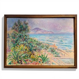 VINTAGE OIL PAINTING Of The MEDITERRANEAN COAST