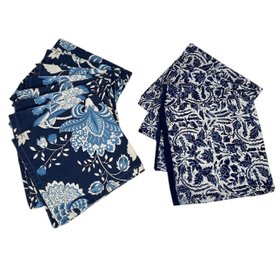 Blue And White Cotton Luncheon Napkins