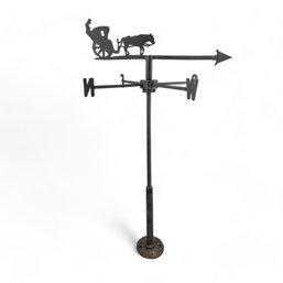 Antique Sheet Metal Horse And Buggie With Driver WeatherVane