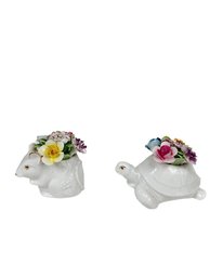 Royal Doulton Vintage Mouse And Tortoise Floral Animal Figurines