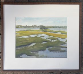 Rachel Grimm, Framed Watercolor Of Marshlands Conservancy