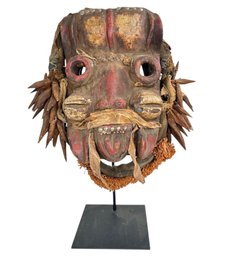 We Guere War Or Power Mask From Liberia And Cte D'Ivoire On Iron Stand