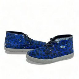 Dolce And Gabbana Blue And Black Leopard Calfhair Sneakers, Mens Size 8