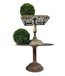 Antique Copper And Pierced Brass Cake Or Dessert Plates