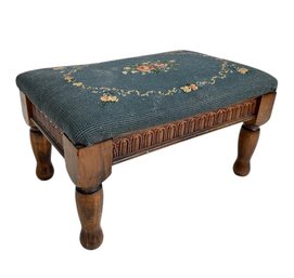 Antique Needlepoint Stool