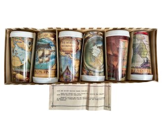 Vintage New Hot Or Cold Cups With Old World Maps