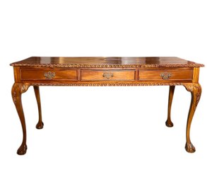 Chippendale Style Mahogany Three Drawer Console Table