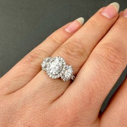 Sterling Silver And Mossanite Stone Engagement Style Ring