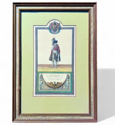 Well Framed Colored Engraving Jean Francois Ribault, L'Empereur In Petit Costume
