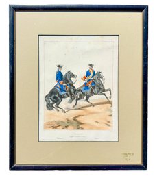 Colored Engraving Lithograph Louis XV Cavalerie, Framed