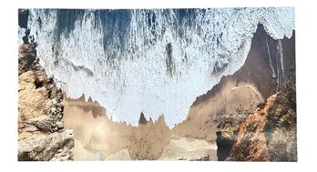 Large Photographic Print  Of Beach Or Shoreline Mounted On Masonite - Has Damage