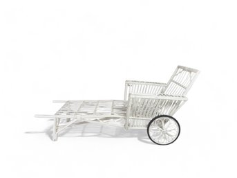 1930'S Stick Rattan Chaise Lounge Painted White