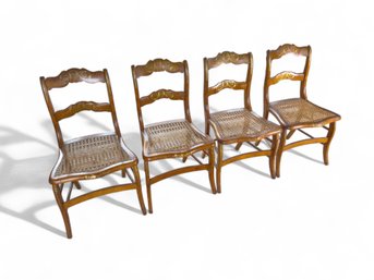 Antique Regency Maple With Cane Seat Side Chairs, Set Of Four