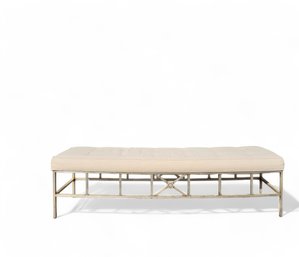 Upholstered Silver Gilt Metal Base Bench