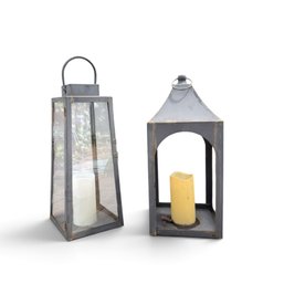 TWO METAL OUTDOOR LANTERNS