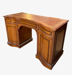 Traditional Maple And Leather Top Executive Pedestal Desk