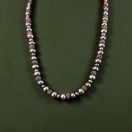 Sterling Silver And Black Pearl Necklace