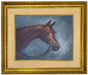 John L. Baker American School 1952 Oil On Canvas Horse Portrait