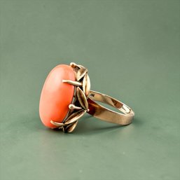 Art Nouveau 18kt Gold And Coral Ring