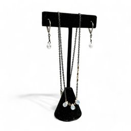 Jes Maharry Sterling Silver And Moonstone Tear Drop Necklace And Earrings Set